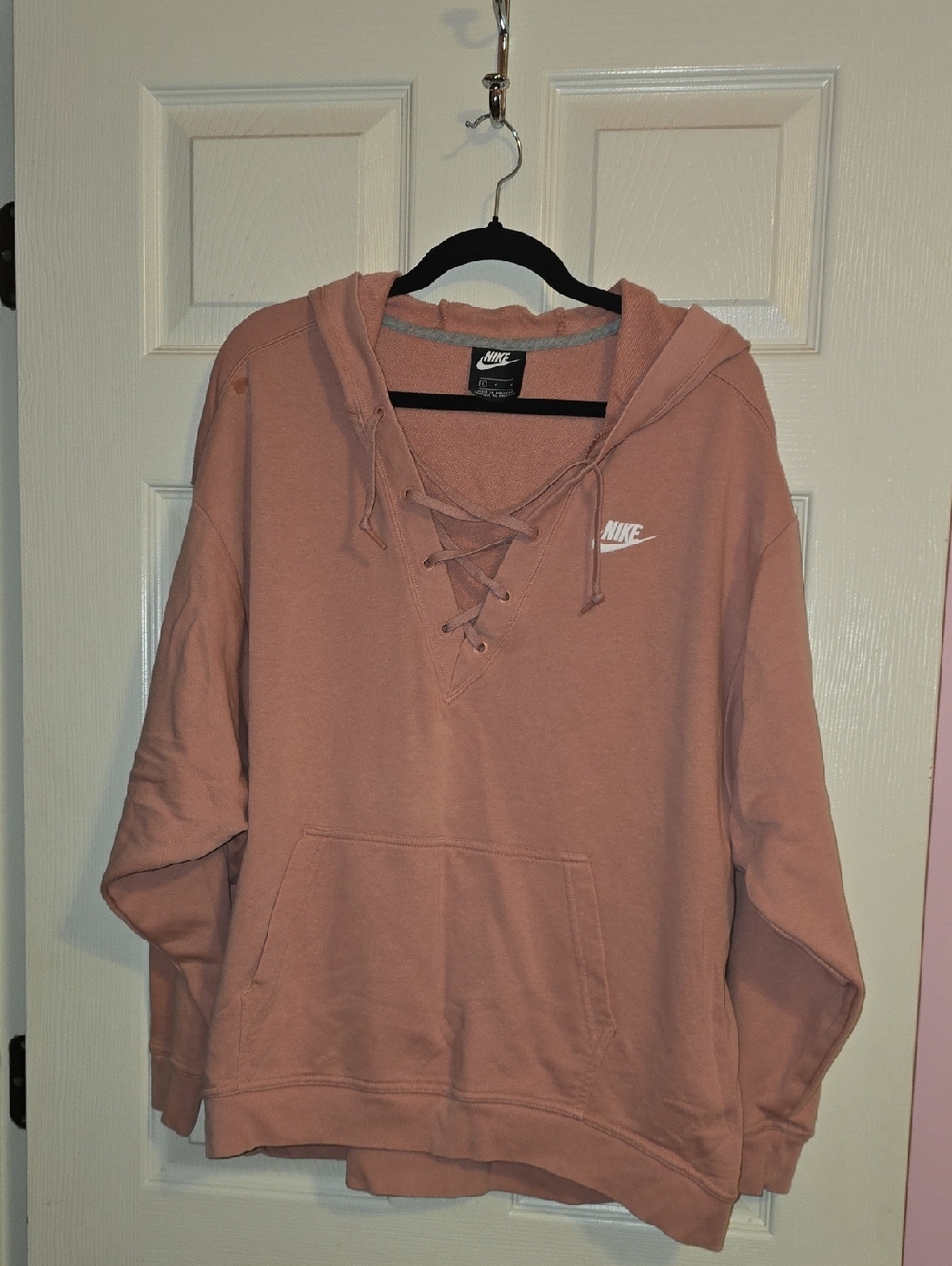 NWOT Nike Women's Dusty Rose Lace-Up Pullover Hoodie
